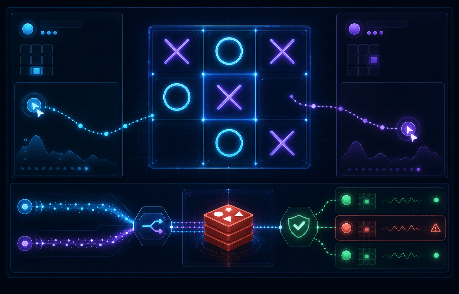 Real-time multiplayer Tic-Tac-Toe game interface with live match state